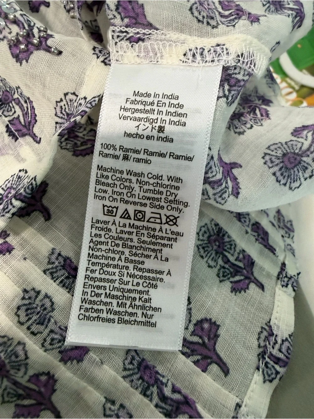 J. Crew Lilac and White Puff-Sleeve Printed Blouse